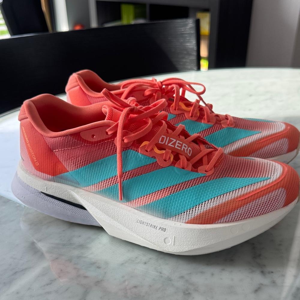 Adidas Adizero Boston 13 Women's Coral and Teal Racing Shoes